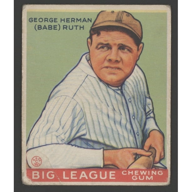 Babe Ruth 1933 Baseball Card By Big League Chewing Gum. (Bsloc20151731 ...