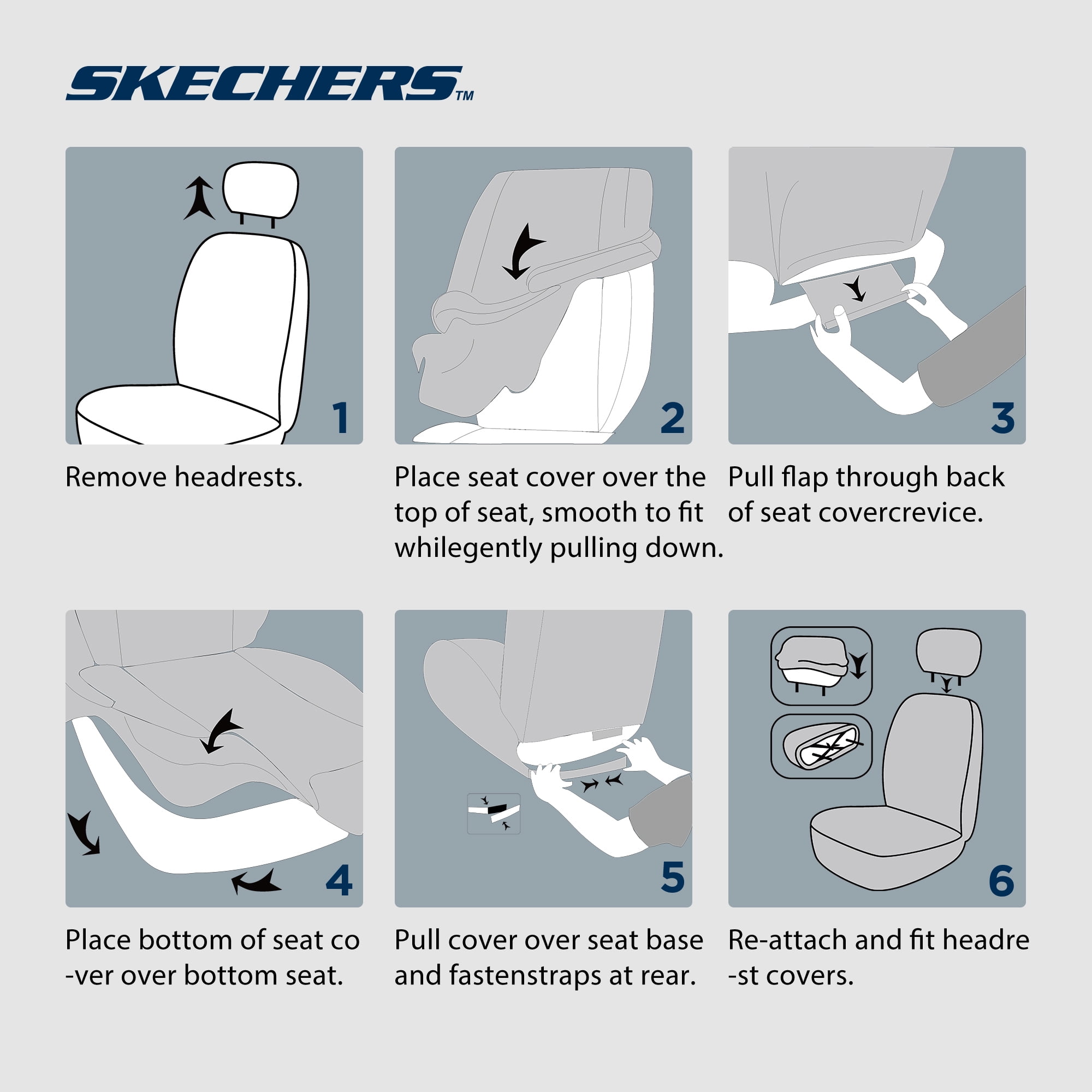 Skechers Car Seat Cover Leather  Front Seat Cover Universal Fit For Most Cars, SUVs and Vans( Gray Color)