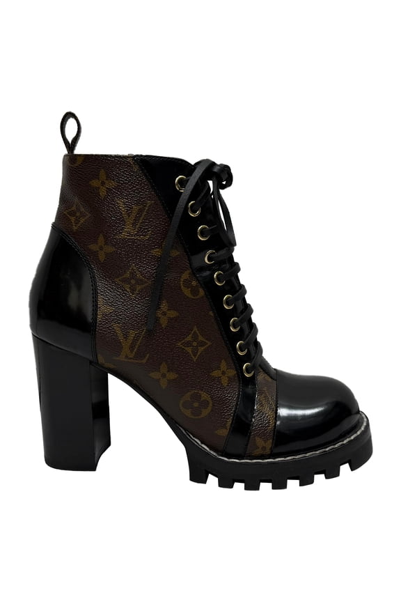 Pre-Owned Louis Vuitton Star Trail Monogram Ankle Boots in Brown Coated Canvas