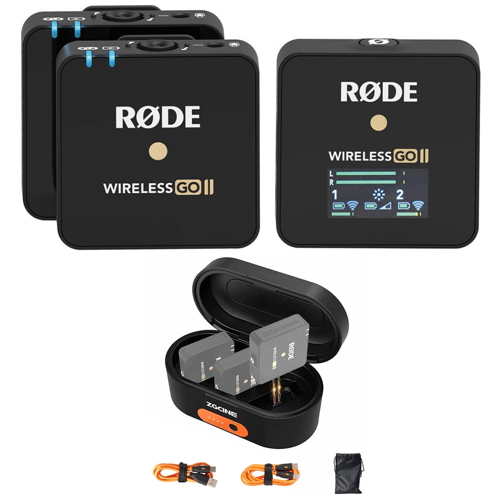 Rode Wireless GO II 2-Person Compact Digital Wireless Microphone  System/Recorder Bundle with ZG-R30 Charging Case for Rode Wireless  GO/Wireless GO II 