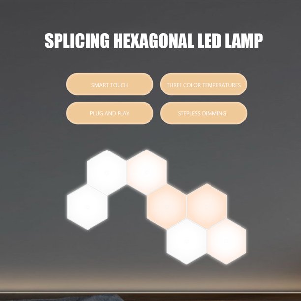 Luz De Noche Lámpara decorativa de hexágonos regulables con iluminación ambiental LED para el dormitorio del hogar (táctil) Wdftyju Para estrenar