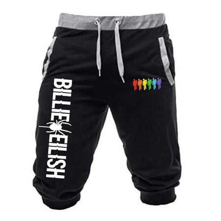 KABOER Men's Billie Eilish Graphic Sweatpants Fans Calf-Length Pants Cropped Trousers