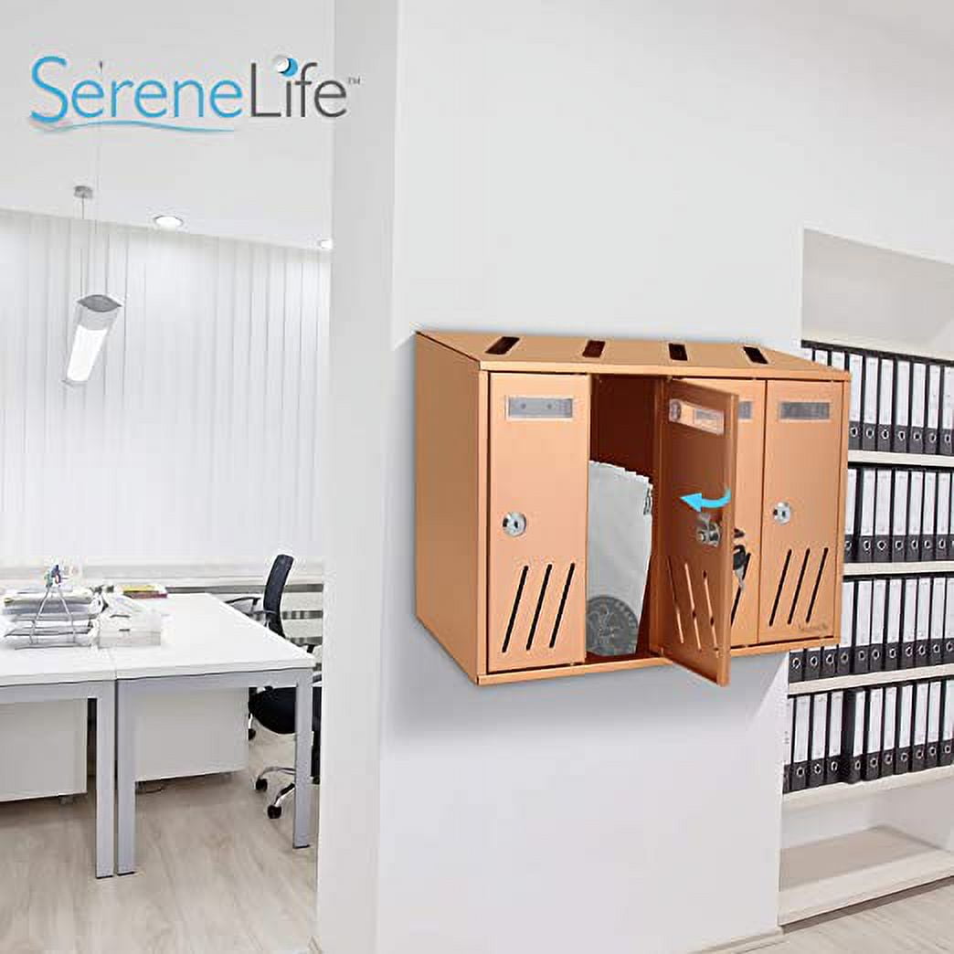 Serenelife Modern Wall Mount 4 Compartment Outdoor Universal Vertical Mounted Mailbox (Bronze)