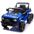 thumbnail image 6 of iYofe 12V Powered Ride on Toy Cars for Kids Toddlers with Remote Control, Bluetooth, Music, LED Lights, USB/AUX Ports, 6 Wheels Suspension, Blue, 6 of 11