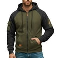 thumbnail image 3 of Men Zip Up Hoodie Long Sleeve Casual Color Blocking Drawstring Pocket Hooded Sweatshirt Arm Zipper Pocket Jacket, 3 of 5