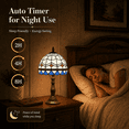 thumbnail image 5 of MEHOOM Tiffany Style Table Lamp, Stained Glass Shade, LED 3-Color Dimmable with Auto Timer, Table Lamps for Bedroom & Living Room (Blue), 5 of 10