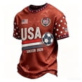 thumbnail image 3 of Soccer Cup 2026 Jersey for Men, Crew Neck Short Sleeve USA Stars Graphic Tee with Waffle Knit Texture - Lightweight Breathable Performance Top for Match Day & Gym Vermilion XL, 3 of 5