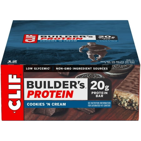 Builders Bar - Clif Builder's Protein Bar, Cookies 'N Cream, 20g Protein, 12 Ct