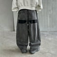 thumbnail image 6 of Boys Casual Straight Leg Baggy Jeans Elastic Waist Loose Denim Pants with Multi Pockets Streetwear Casual Cute Fall Trousers (T-Grey, 4-5 Years), 6 of 9