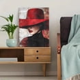 thumbnail image 5 of Red Hat Woman Canvas Painting Wall ArtPerfect for Living RoomOfficeBathroomDining Room Decoration., 5 of 8