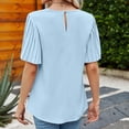 thumbnail image 2 of Defitshape Women's Short Sleeve Bouse Fall Shirt Fashion Chiffon Summer Lightweight Top Elegant Loose Thin T Shirt Sky Blue Large, 2 of 4