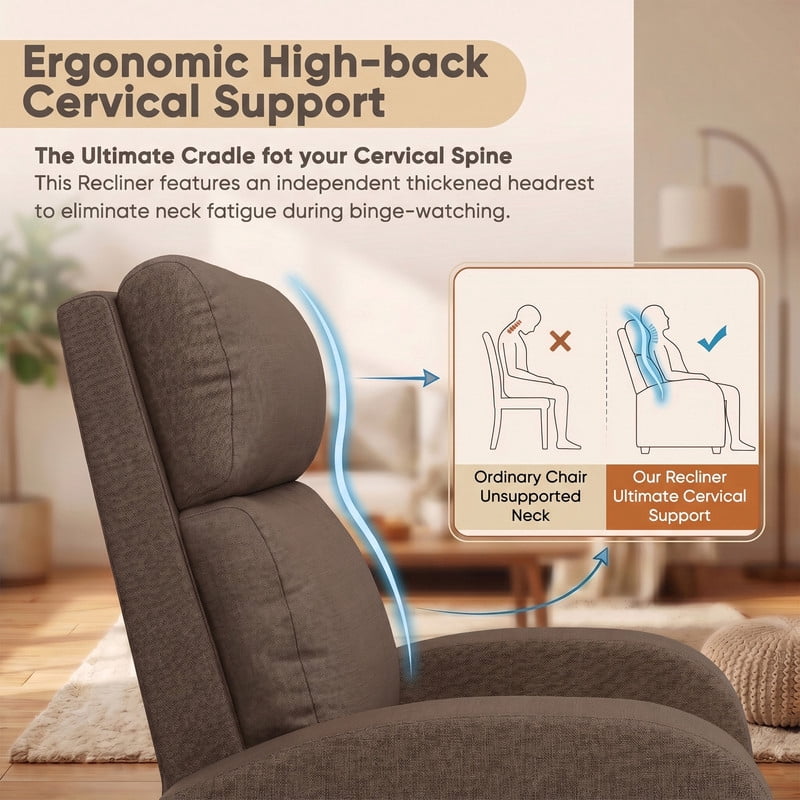 Vineego Massage PU Leather Recliner Adjustable Home Theater Seating Chair with Lumbar Support for Living Room,Brown