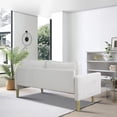 thumbnail image 4 of Modern Small Love Seat Sofa with Storage Pockets, Beige Faux Linen Upholstered 2-Seater Couch for Apartments and Living Rooms, 4 of 6