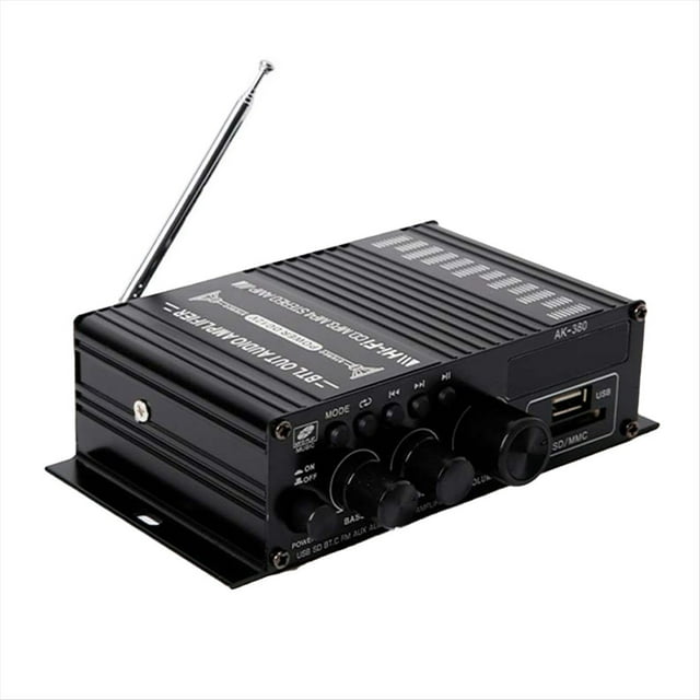 AK380 Amplificador Bluetooth Audio HiFi Karaoke Amplificador de Cine en Casa de 2 Canales Amplificador de Potencia Clase D Entrada USB SD AUX