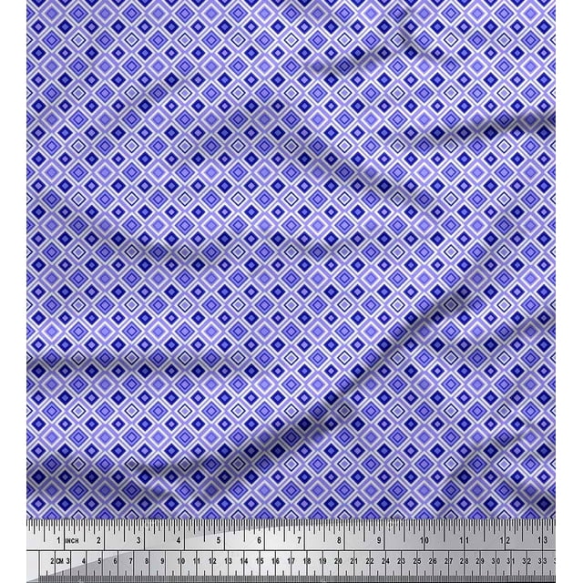 Soimoi Rayon Fabric Check & Geometric Printed Fabric 1 Yard 42 Inch Wide
