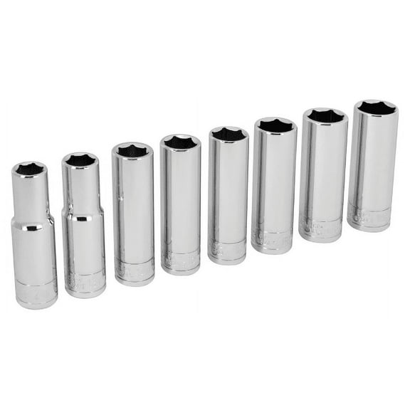 Performance Tool W32400 8-Piece 1/2-Inch Drive Metric Deep Socket Set