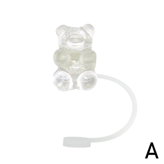 SXCRFKXH 10Mm Cute Bear Silicone Straw for Cup, Bear Silicone Straw toppers for 30&40oz Tumbler, Reusable Dust-Proof Straw Tips Lids Protector for Cup Accessories
