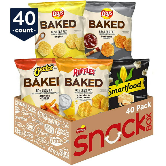 Frito-Lay Baked & Popped Mix Snacks Variety Pack Snack Chips, 40 Count Multipack