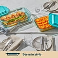 thumbnail image 4 of Colors Tinted (2-Pack, Full Set) Tinted Glass Baking Dish with BPA-Free Lid, Oblong Bakeware Glass Pan For Casserole & Lasagna, Dishwasher, Freezer, Microwave and Pre-Heated Oven Safe, Aqua, 4 of 6