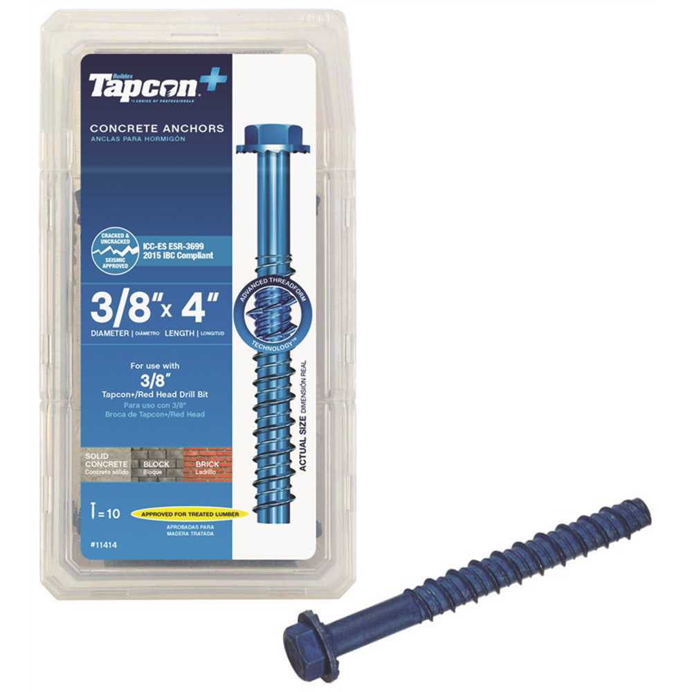 Buildex Tapcon 11414 Concrete Screw Anchor, 3/8 in Drive