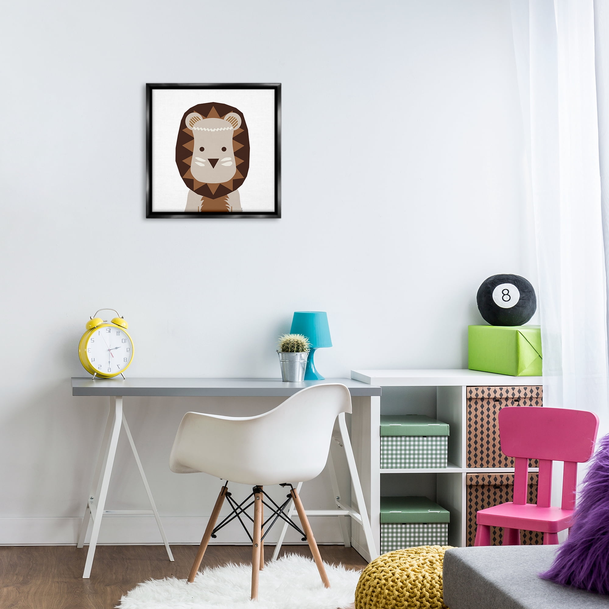 Stupell Industries Neutral Tone Lion Animals Painting Black Floater Framed Canvas Art Print Wall Art, 18 x 18