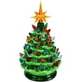 thumbnail image 2 of Costway 9.5''Pre-lit Hand-Painted Ceramic Tabletop Christmas Tree Green, 2 of 10