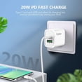 thumbnail image 5 of Esoulk 20W 2-Port Type-C PD (Power Delivery) and USB-A Quick Charge, Ultra Fast Charging Wall Charger with USB Cable with Glass Screen Protector for T-Mobile REVVL 7 Pro 5G - White, 5 of 9