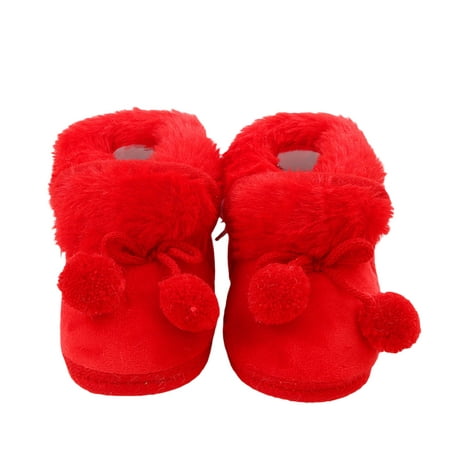 

Infant Winter Snow Boots Plush Bobble Decorated Boots Warm Shoes