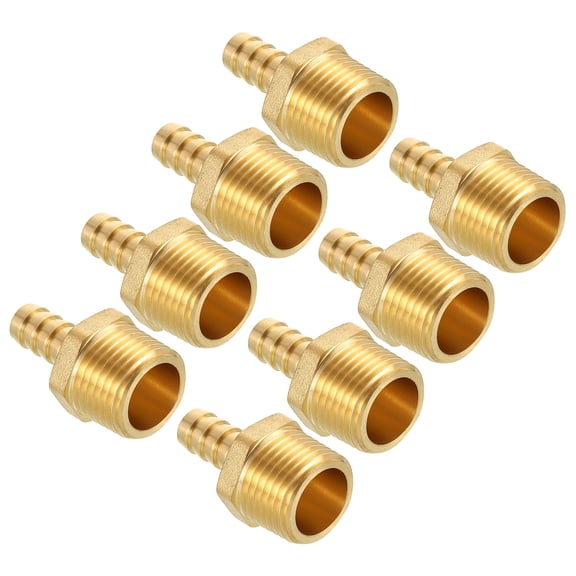 Uxcell Pack of 8 Brass Hose Barb Fittings 1" Hose Barb to 1" NPT Male Fittings