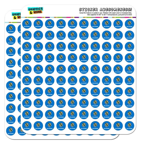 Oklahoma State Flag 1/2" (0.5") Scrapbooking Crafting Stickers