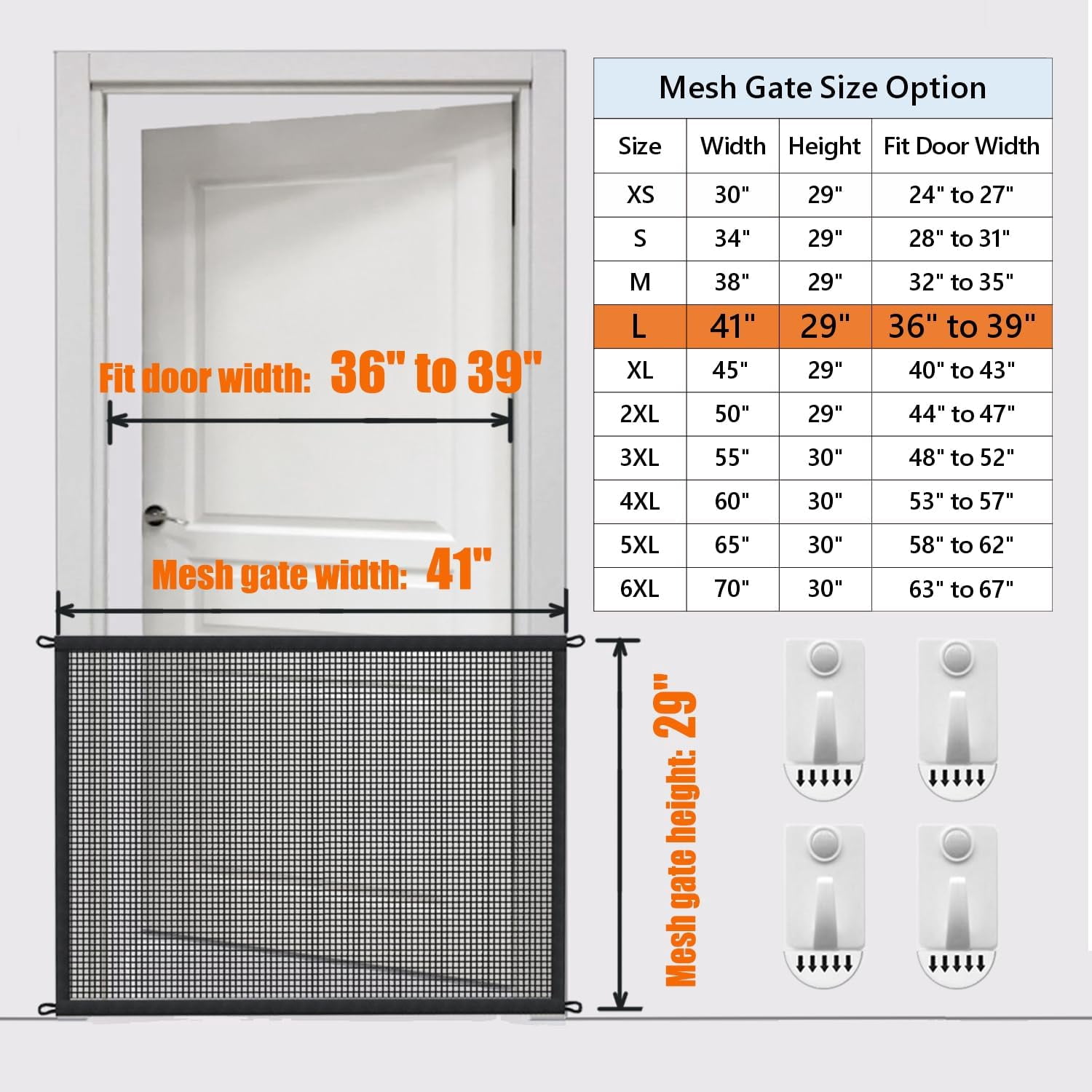 UniVerse Dog Gate for Stairs Pet Gates for The House: Dogs Screen Mesh Gate for Doorways Stairways Indoor 29 inches Tall, 41 inch Wide, Fits Openings 36'' to 39'' Wide