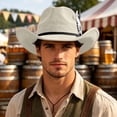 thumbnail image 3 of SRZYMJ Western Cowboy Hat for Men Women Cowboy Cowgirl Hat Outdoor Wide Brim Retro Felt Fedora Hats Unisex Rolled up Caps, 3 of 3