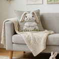 thumbnail image 3 of Gray Rabbit Throw Pillow Cover Animal Farm Fluffy Hare Mammals Wildlife Cozy Square Cushion Case for Men Women Bo-ys Girls Room Home Decor Cotton Linen 18x18 Inch, 3 of 6