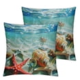 thumbnail image 2 of Acheng Ocean Beach Throw Pillow Cover for Sofa Bed Couch, Blue Beach Pillow Cover, Coastal Nature Theme Cushion Case for Sofa Bed, Seashell Ocean Wave Decorative Pillow Cover, Teal,2 Pcs White, 2 of 6