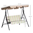 thumbnail image 3 of Outsunny 3-Seat Patio Swing Chair with Adjustable Canopy Green Stripes, 3 of 10