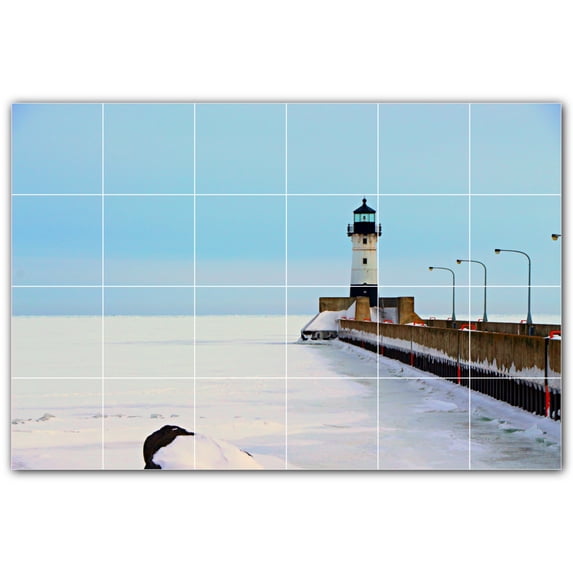 Picture-Tiles.com: Lighthouse Ceramic Tile Wall Mural WAL500827-64L. 48"W x 32"H using (24) 8" x 8" Ceramic Tiles-Satin Finish