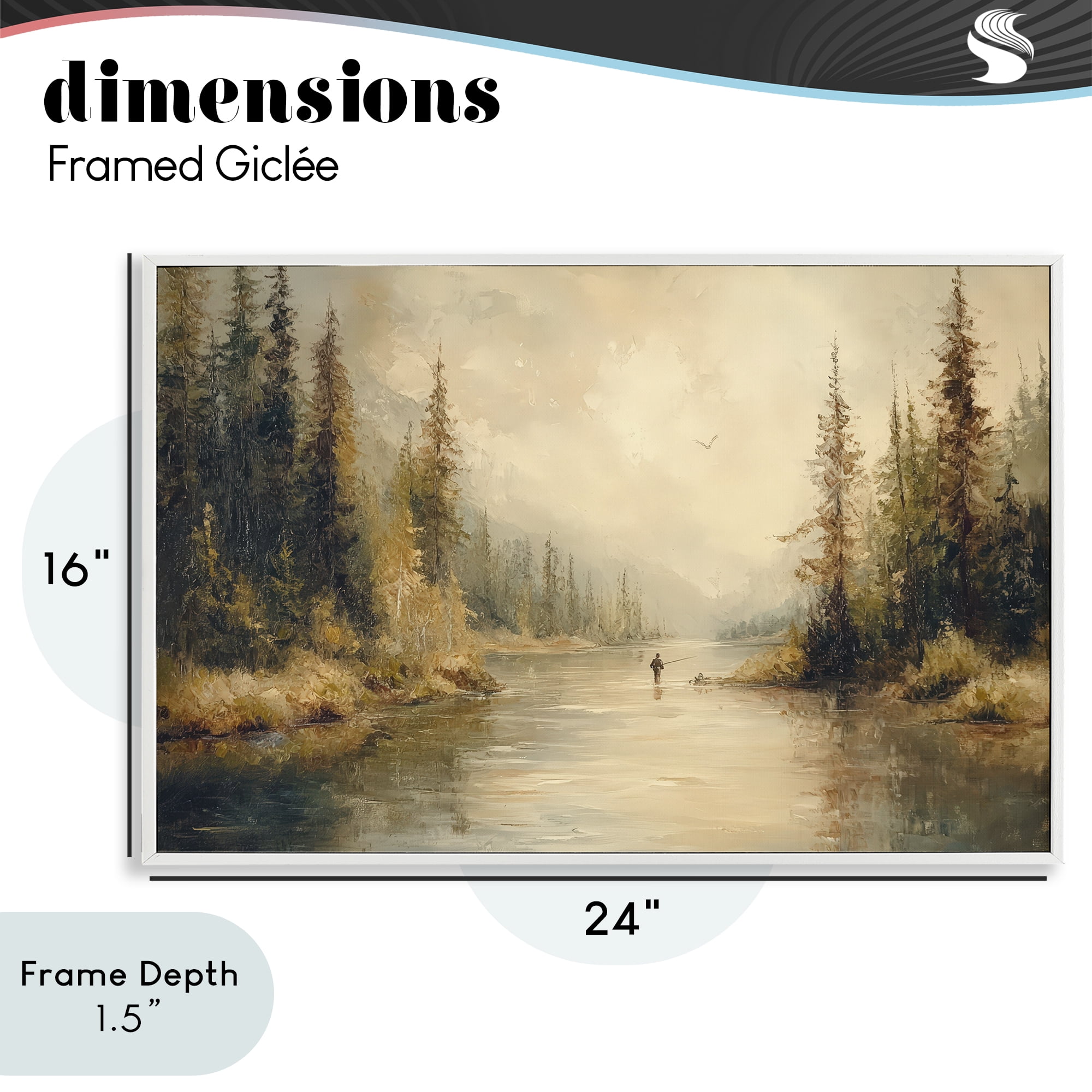 Stupell Industries Fly Fisher at Misty River White Framed Giclee Art, design by Petal Prints Design