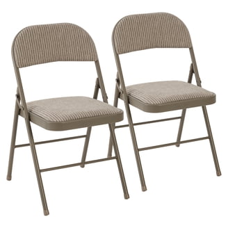 VTOY 2-Pack Gray Padded Folding Chairs, Portable Metal Chairs for