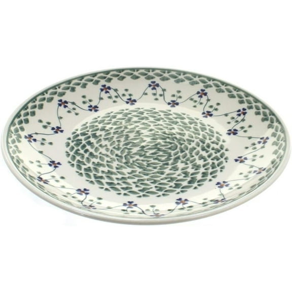 Blue Rose Polish Pottery Sage Floral Dinner Plate