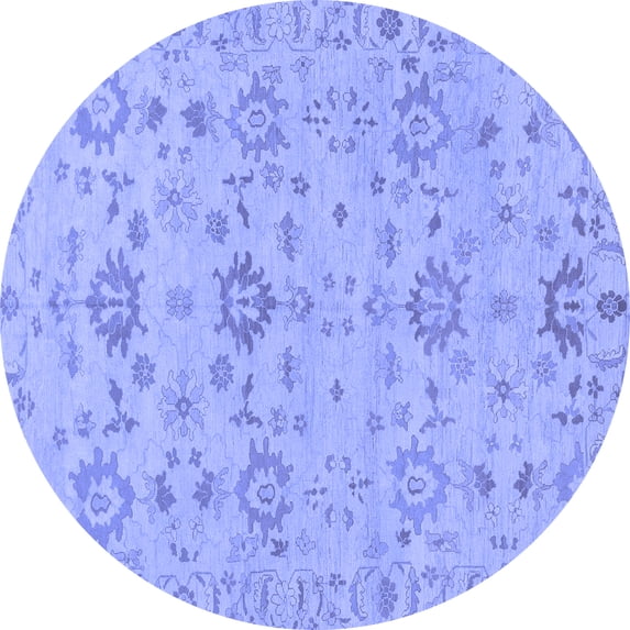 Ahgly Company Indoor Round Oriental Blue Traditional Area Rugs, 7' Round