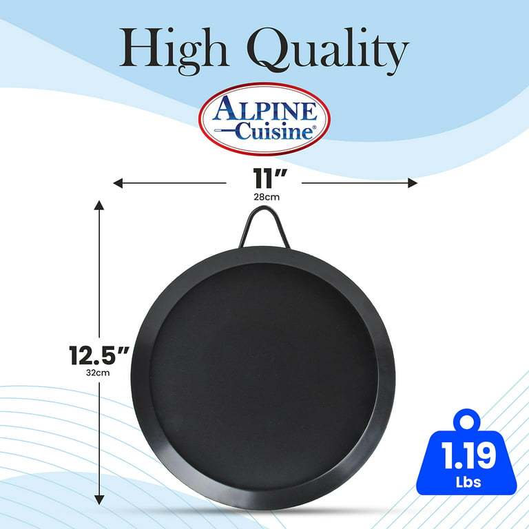 Alpine Cuisine Nonstick Round Comal 11-Inch - Black Carbon Steel Tortilla  Comal with Single Handle - Durable, Heavy Duty Comal for Cooking 