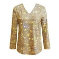 thumbnail image 4 of Gold Womens Tops Spring And Autumn New Casual Solid Color Sequin Long Sleeved T Shirt Going Out Tops for Women, 4 of 5