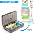 thumbnail image 3 of Djiypn Plastic Pencil Case Box with Lid Snap Closure, Large Capacity Storage Organizer Box for Home, Office, 1Pack-Coffee, 3 of 6