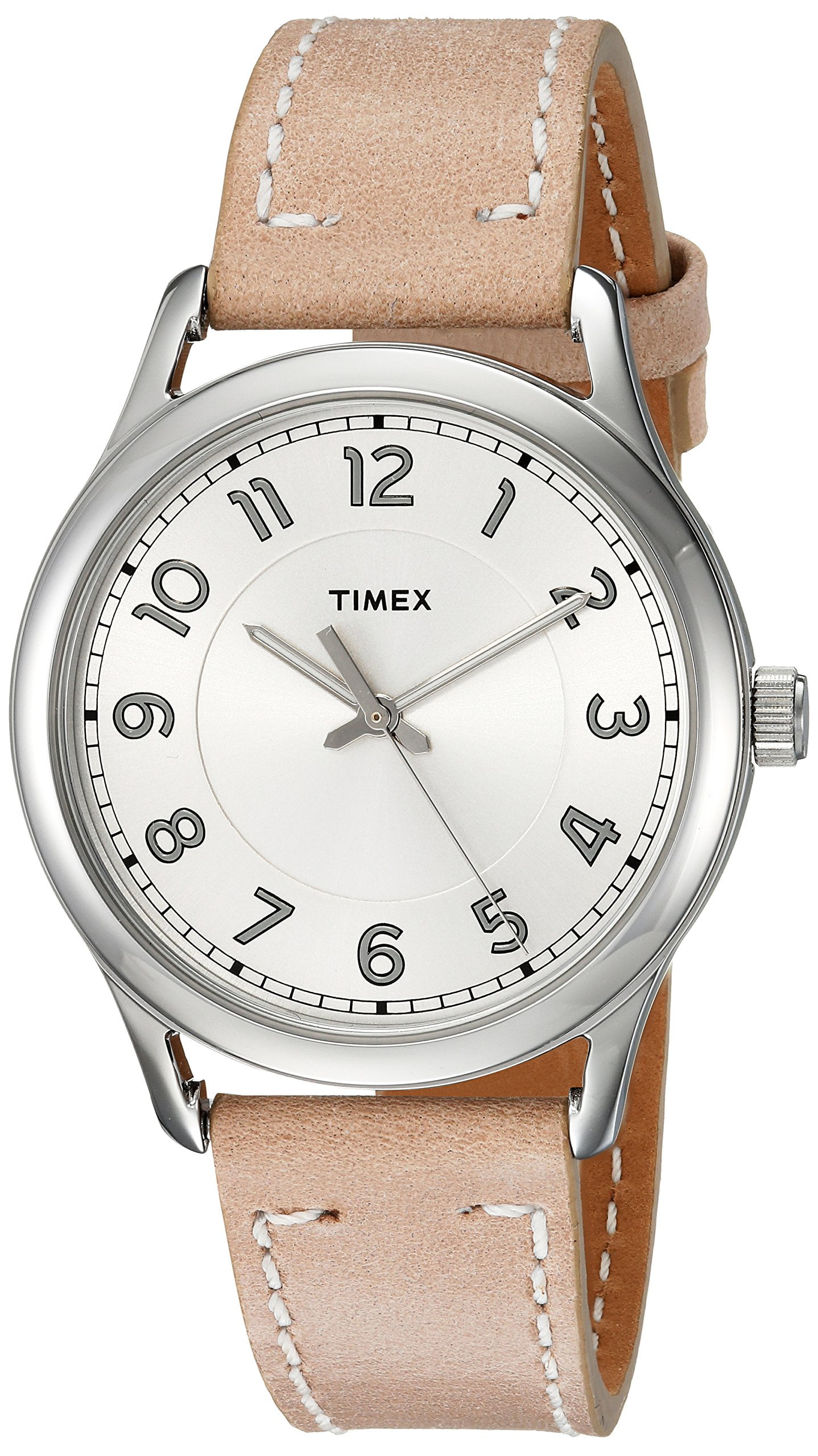 Timex Timex Womens New England Sand Silver Leather Strap Watch 
