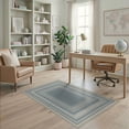 thumbnail image 2 of ODIKA 4'x6' Washable Area Rug Stain Resistant, Low Pile, Easy Care That Bordered Geometric Neutral Farmhouse Striping Couch Solid Flowing for Dorm Room, Small Living, 2 of 7