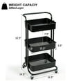 thumbnail image 5 of Gymax 32.5" 3-Tier Metal Rolling Storage Cart W/5 Brakes Kitchen Black, 5 of 10