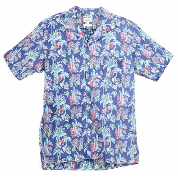 Hartford Men's Blue Hawaiian Print Button Down Shirt Casual Button-Down - L