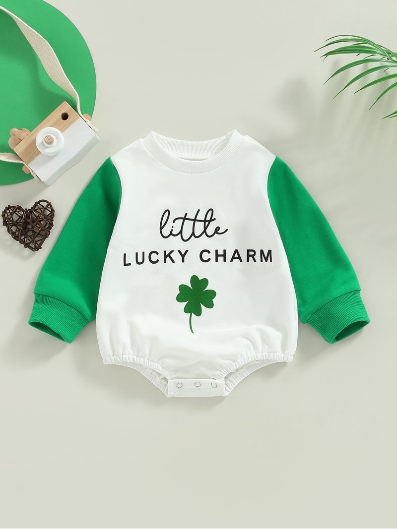 Newborn Infant Baby Girl Boy St Patricks Day Outfit Four Leaf