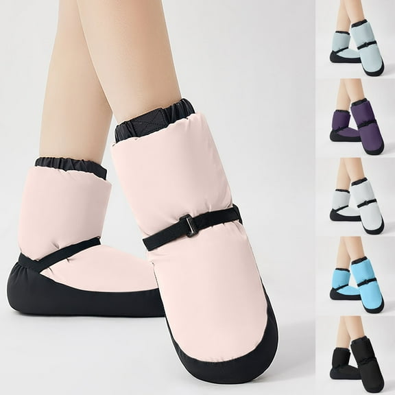 Miluxas Girls Dance Shoes Ballet Boots, Soft Sole Thicken Warming up Dance Boots with Adjustable Strap, Wear-Resistant Girls Ballet Shoes Purple XXS