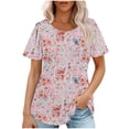 thumbnail image 1 of Fiudx Ofertas Flash Artículos En Oferta Top Estampado con Cuello Redondo y Manga Corta Informal para Mujer a La Moda, 1 of 3